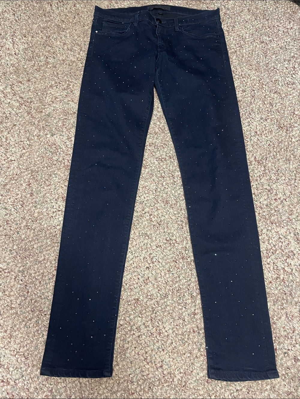 Juicy couture Metallic Crystal studded slim jeans - like new